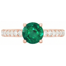 Afbeelding in Gallery-weergave laden, Roségouden 14K groene smaragd 2,50 karaat Natuurlijke echte diamanten ( niet in een laboratorium gekweekt ) jubileumring Nieuw

