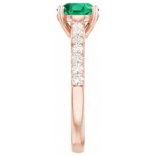 Afbeelding in Gallery-weergave laden, Roségouden 14K groene smaragd 2,50 karaat Natuurlijke echte diamanten ( niet in een laboratorium gekweekt ) jubileumring Nieuw
