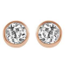Afbeelding in Gallery-weergave laden, Roségouden Echt Diamanten Oorknopjes Rond oud Geslepen 5 Karaats Bezelset
