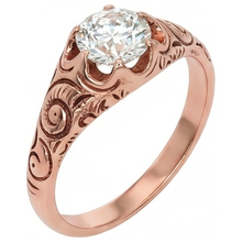 Afbeelding in Gallery-weergave laden, Roségouden Gypsy Solitaire Ring Oude Geslepen Echt Diamant Vintage Stijl 1 Karaat
