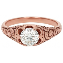 Afbeelding in Gallery-weergave laden, Roségouden Gypsy Solitaire Ring Oude Geslepen Echt Diamant Vintage Stijl 1 Karaat
