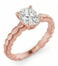 Afbeelding in Gallery-weergave laden, Roségouden Solitaire Ring Ovaal Oud Mijn Slijpsel Echte Natuurlijke uit de a aarde gewonnen Diamant 3.25 Karaat
