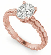 Afbeelding in Gallery-weergave laden, Roségouden Solitaire Ring Ovaal Oud Mijn Slijpsel Echte Natuurlijke uit de a aarde gewonnen Diamant 3.25 Karaat
