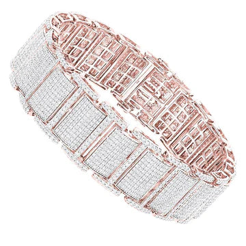 Roségouden 14K Kleine Ronde Geslepen 27 Karaats Echt Diamanten Herenarmband