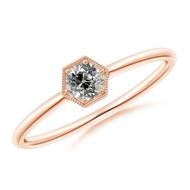 Roségouden Solitaire Ronde Oude Europese Ring 1 Karaat Echt Diamant Milgrain Setting