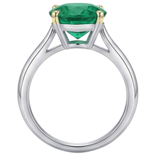 Afbeelding in Gallery-weergave laden, Rond Geslepen Smaragd ring in Bicolor 14K Goud – bovenaanzicht
