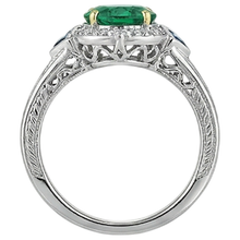 Afbeelding in Gallery-weergave laden, Fijne Smaragd Edelsteen Ring 2,50-karaat Tweekleurig 14K Goud – bovenaanzicht
