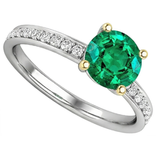 Afbeelding in Gallery-weergave laden, Edelsteen Ring Bicolor 14K Goud met Smaragd – profielaanzicht
