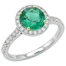 Afbeelding in Gallery-weergave laden, Fijne Smaragd Edelsteen Ring 3-karaat Bicolor 14K Goud – zijaanzicht
