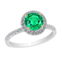 Afbeelding in Gallery-weergave laden, Edelsteen Ring Bicolor 14K Goud met Fijne Smaragd – hoofdaanzicht
