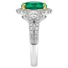 Afbeelding in Gallery-weergave laden, Rond Briljant Smaragd ring in Bicolor 14K Goud – bovenaanzicht
