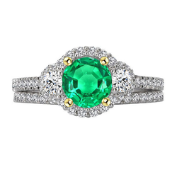 Smaragd Edelsteen Ring – GIA-Gecertificeerd 2,50 karaat Bicolor