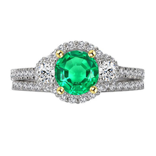 Afbeelding in Gallery-weergave laden, Smaragd Edelsteen Ring 2,50-karaat Bicolor 14K Goud – hoofdaanzicht

