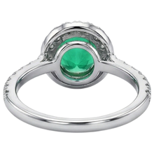 Afbeelding in Gallery-weergave laden, Rond Briljant Smaragd ring in Bicolor 14K Goud – bovenaanzicht
