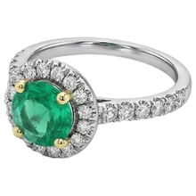 Afbeelding in Gallery-weergave laden, Smaragd Edelsteen Ring 2,50 karaat Bicolor 14K Goud – hoekaanzicht
