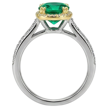 Afbeelding in Gallery-weergave laden, Rond Geslepen Smaragd ring in 14 Karaat Tweekleurig Goud – detailaanzicht
