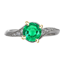 Afbeelding in Gallery-weergave laden, Gekleurde Steen Ring Bicolor 14K Goud met Smaragd – hoofdaanzicht
