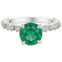 Afbeelding in Gallery-weergave laden, Gekleurde Steen Ring Bicolor 14K Goud met Fijne Smaragd – vooraanzicht

