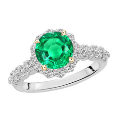 Bicolor 14K Goud Fijne Smaragd Gekleurde Steen Ring – 3-karaat