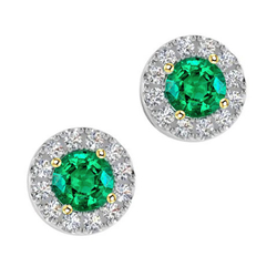 Tweekleurig 14K Goud GIA Gekeurd Fijne Smaragd Gemstone Earring