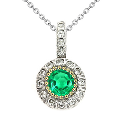 Fijne Smaragd Edelsteen Hanger 1 karaat – Tweekleurig 14K Goud