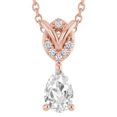 Round & Pear Old Miner Echt Diamond Pendant 3.50 karaat roségoud 14K