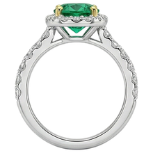 Afbeelding in Gallery-weergave laden, Smaragd Edelsteen Ring 3-karaat Bicolor 14K Goud – profielaanzicht
