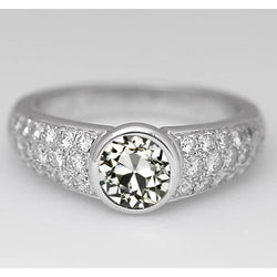 Diamant Antiek Cushion Solitaire Ring met Accenten 1,50 karaat