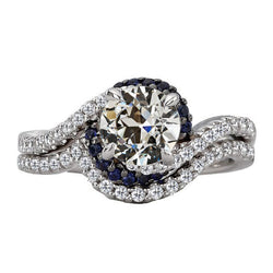 Antiek Cushion Diamant Halo Zetting Ring in 14K Witgoud – 2