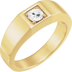 Old Mine Slijpvorm Fijne Diamant Solitaire Ring in 14 Karaat
