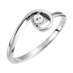Enkele Steen Ring 14K Witgoud – Fijne Diamant Old Mine Slijpvorm