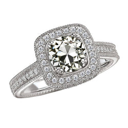 Briljant Halo Zetting Ring 3 karaat F/VS1 – 14K Witgoud
