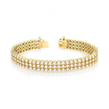 Round Cut 14 Karaats Echt Diamanten Herenarmband Goud Geel 14K Nieuw