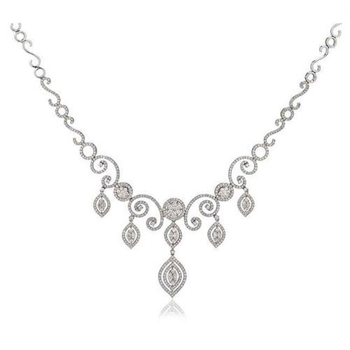 Round Cut F Vvs1 7,00 Ct Echt Diamanten Dames Ketting Wit Goud 14K