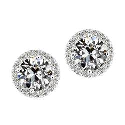 Glanzend Antiek Cushion Briljant Oorbellen – 2 karaat 14K Witgoud