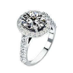 Antiek Cushion Briljant Halo Ring in 14 Karaat Witgoud – 3,50
