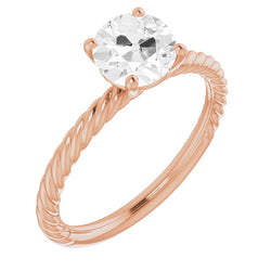 14 Karaat Rosé Goud Gedraaide Band Diamant Solitaire Ring 2
