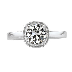Fijn Antiek Cushion Fijne Diamant Halo Verlovingsring – 1,50