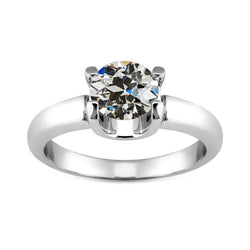 Diamant Enkele Steen Ring – Antiek Cushion 2 karaat 14K Witgoud