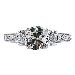 Briljant Antiek Cushion Briljant Solitaire Ring met Accenten