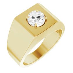 Antiek Cushion Diamant Mannen Ring 1,50 karaat