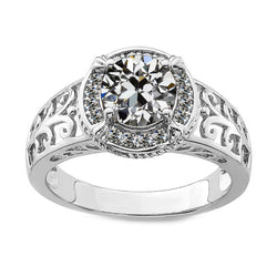 Fijne Diamant Vintage Halo Ring 3 karaat in 14 Karaat Witgoud