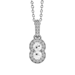 14K Witgoud Old Mine Slijpvorm Briljant Hanger Halsketting 0,50