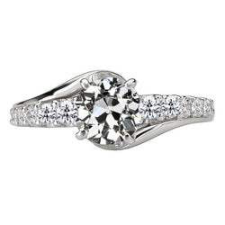 3 karaat Briljant Solitaire Ring met Accenten in 14K Witgoud
