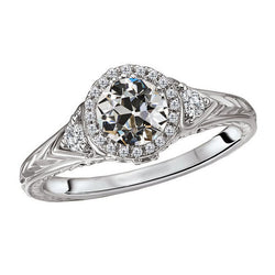 Vintage Fijne Diamant Halo Verlovingsring 2 karaat – 14K Witgoud