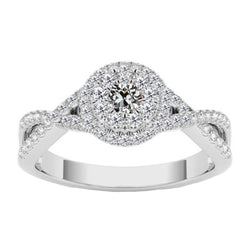 Luxe Briljant Halo Ring – 1 karaat 14K Witgoud