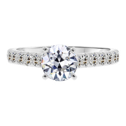 14K Witgoud Fijne Diamant Solitaire Ring met Accenten – 3-karaat