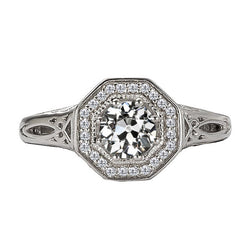Vintage Halo Ring – Fijne Diamant 2 karaat 14 Karaat Witgoud