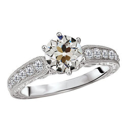 Antiek Europees Aanzoek Ring – Briljant 2 karaat 14K Witgoud