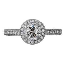 Diamant Halo Zetting Ring – Verjaardagsring 1 karaat 14K Witgoud